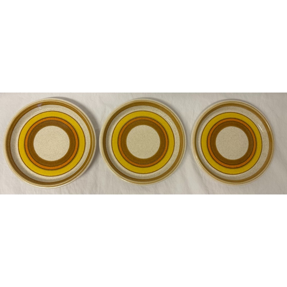 Mikasa Stone Manor Sun Circles Salad Plates 7 3/4" F5819 Japan Vtg 70s Set Of 3